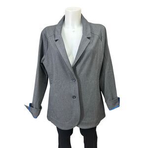 Eddie Bauer Gray Notched Collar Blazer‎ Jacket Casual Stretchy size XL Womens